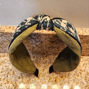 NEW Headband Green with Plaid Ribbon